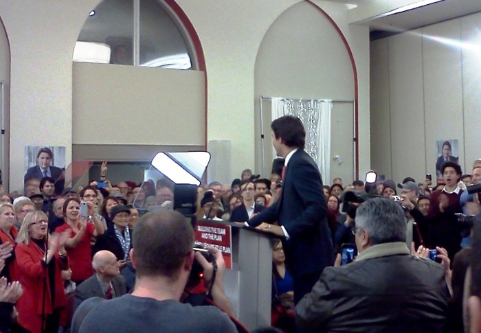 Justin Trudeau at a Winnipeg rally Feb 2015